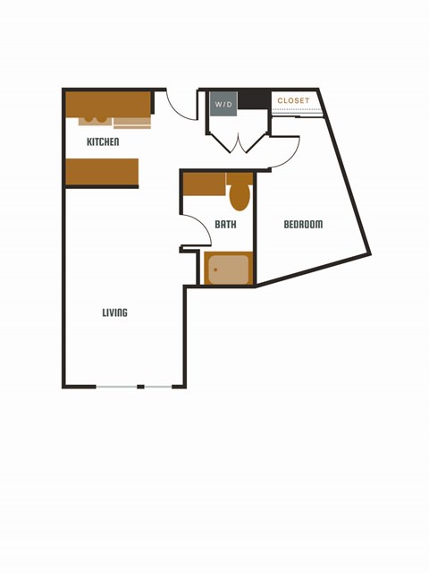 a floor plan of an apartment with a bedroom and a living room